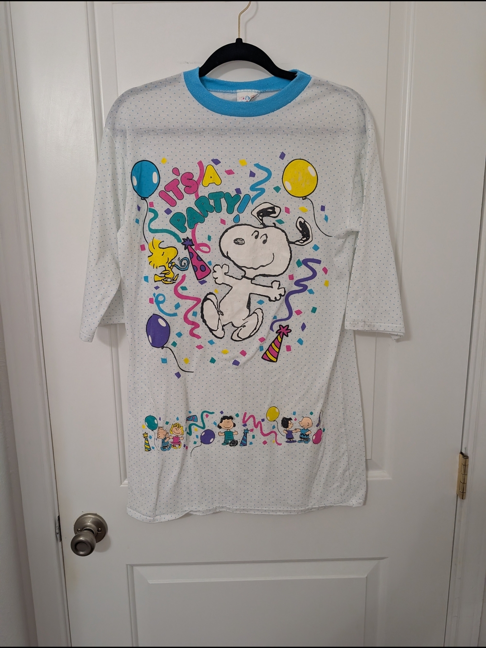 Vintage Charlie Brown Snoopy Party‎ Theme Kids Nightgown Size 14